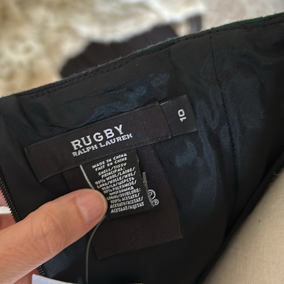 NWT VTG deadstock Rugby RL Tartan plaid peplum wool mini strapless Dress 10 - Picture 9 of 16